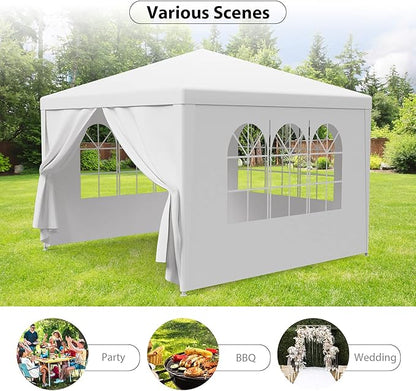 HomGarden 10'x10' Outdoor Canopy Tent Patio Camping Gazebo Storage Shelter Pavilion Cater Party Wedding BBQ Events Tent w/Removable Sidewalls