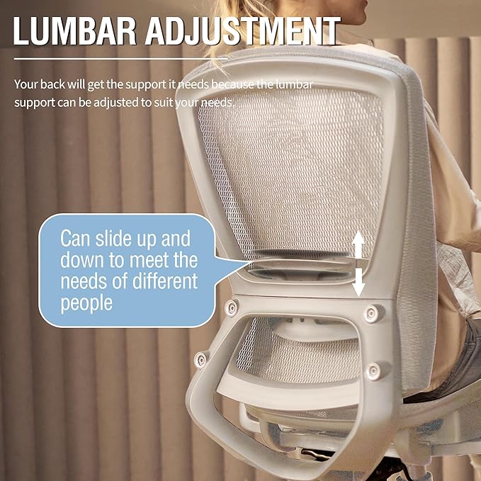 ELABEST Mesh Office Chair,Ergonomic Computer Desk Chair,Sturdy Task Chair- Adjustable Lumbar Support & Armrests,Tilt Function,Comfort Wide Seat,Swivel Home Office Chair