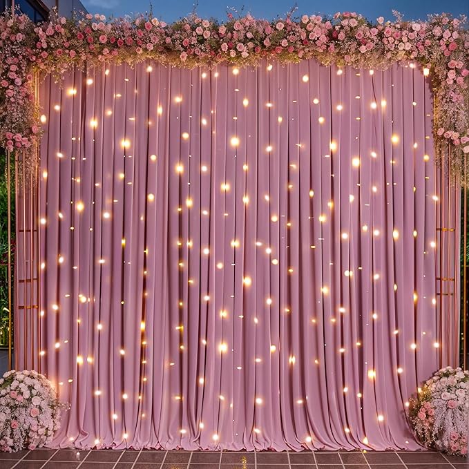 Dusty Pink Backdrop Curtain for Parties Wedding Wrinkle Free Pink Photo Curtains Backdrop Drapes Fabric Decoration for Birthday Party Baby Shower 5ft x 7ft,2 Panels