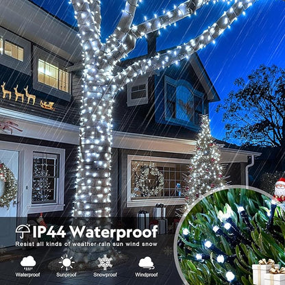 JMEXSUSS 800 LED White Christmas Lights Outdoor, 272ft 8 Modes Christmas Tree Lights Green Wire, Waterproof Led Christmas String Lights for Outside Indoor Xmas Party Tree Decor