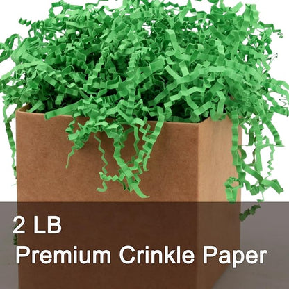 2 LB Green Crinkle Paper Filler for Gift Basket Easter Egg Grass