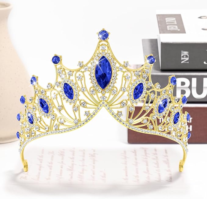 TAROSE Silver Tiaras for Women and Girls, Crystal Gold Crowns for Women, Hair Accessories for Bride/Halloween/Prom/Birthday