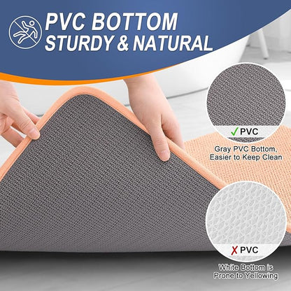 OLANLY Thick Memory Foam Bath Mat Rug 24x16, Extra Soft Absorbent Bathroom Rug, Quick Dry Bath Mats, Non-Slip, Machine Washable Carpet for Bathroom, Tub and Shower, Home Decor Accessories, Peach
