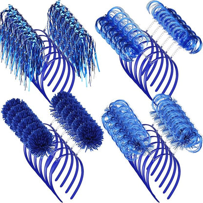 Censen 24 Pcs Pom Pom Headband Tinsel Wrapped Ponytails Head Bopper Costume Headwear Halloween Party Hair Accessories