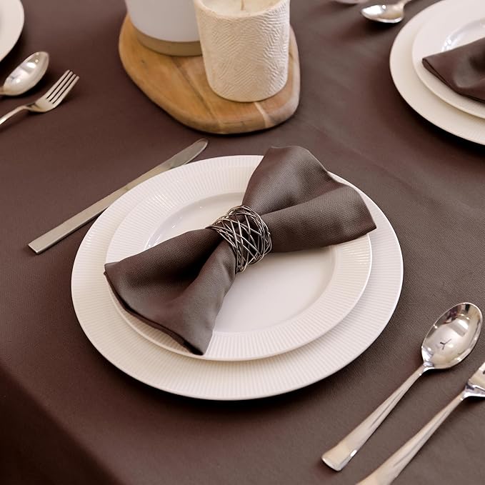 Encasa XO Dark Taupe Cloth Napkins Set of 6, 17"x17" | Solid Color Cotton Dinner Napkins | Washable & Reusable Napkins for Dining Table Fall Decoration, Holiday & Christmas Festivals