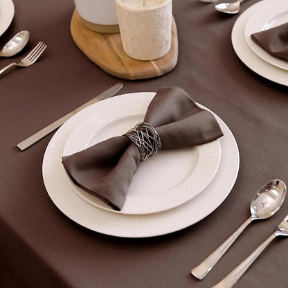 Encasa XO Dark Taupe Cloth Napkins Set of 6, 17"x17" | Solid Color Cotton Dinner Napkins | Washable & Reusable Napkins for Dining Table Fall Decoration, Holiday & Christmas Festivals