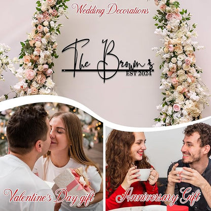 Personalized Family Name Sign,Custom Last Name Sign with Special Day,Custom Metal Wall Decor Sign with Company Slogan,Blessing&Meaningful Phrases for Shop Opening,Anniversary,Valentines Day Gift