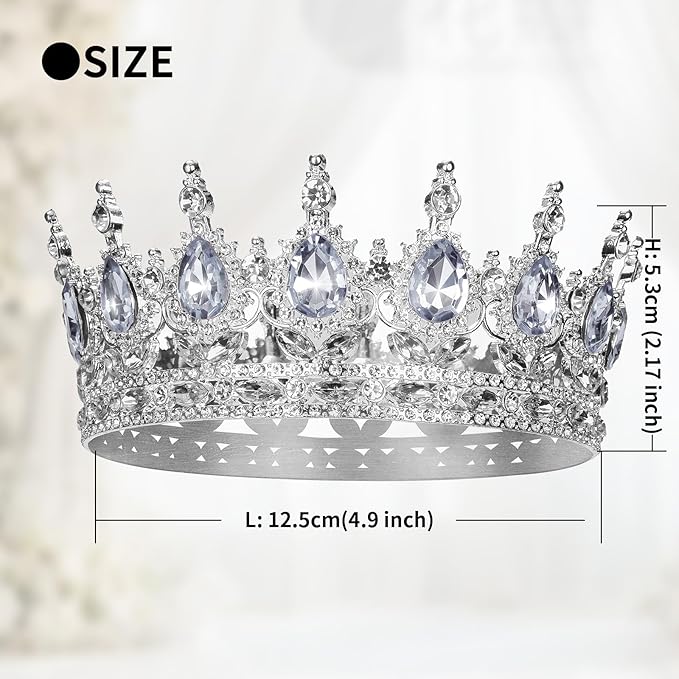 Onedor Silver Crown for Women Crystal Rhinestone Tiara Queen Headpiece for Wedding Prom Pageant Birthday Princess Theme Costume Party Hair Accessories and Cake Topper Decoration