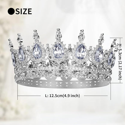 Onedor Silver Crown for Women Crystal Rhinestone Tiara Queen Headpiece for Wedding Prom Pageant Birthday Princess Theme Costume Party Hair Accessories and Cake Topper Decoration