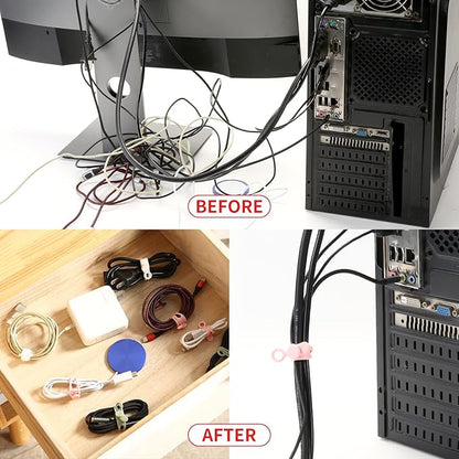 [20Park]UMUST Silicone Cable Ties, Reusable Cable Management Organizer, Cord Tie,Multipurpose Elastic Cord Organizer for Bundling and Fastening Cable Cords Wires(black)