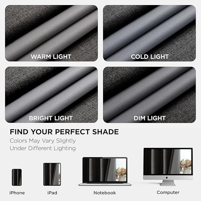 Joydeco Charcoal Grey Blackout Curtains 96 Inches Long, Curtains 96 Inch Length 1 Panel for Bedroom, Thermal Insulated Linen Black Out Curtains with Grommets(100x96, Charcoal Grey)