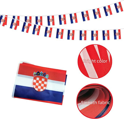 Croatia Small String Flags, 50 Feet 38 Pcs Croatian Pennant Banner Bunting Flags, Patriotic Events, Independence Day, Country Festival, Commemoration, Decorations (Croatia)