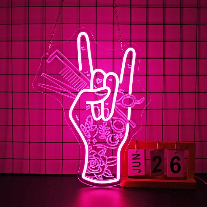 Neon Sign, Hair Salon Neon Signs for Wall Decor Neon Pink LED Signs 3D Engrave Salon Neon Light Up Signs Home Decor for Business Bedroom Club Party Bars Shop USB Operated