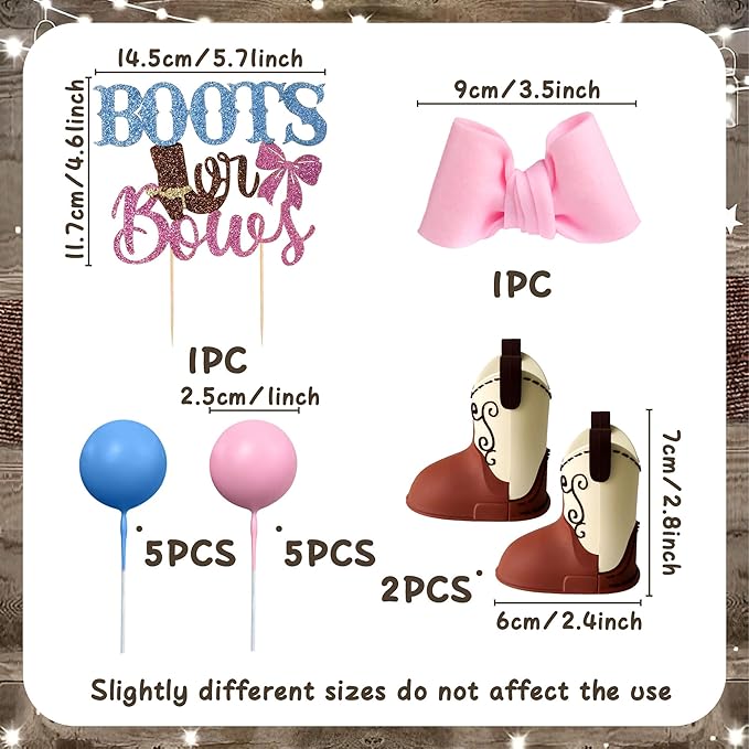 Boots or Bows Gender Reveal Cake Decorations Boy or Girl Gender Reveal Theme Cake Decorations Baby Shower Boys Or Girls Party Supplies