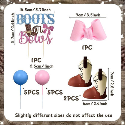 Boots or Bows Gender Reveal Cake Decorations Boy or Girl Gender Reveal Theme Cake Decorations Baby Shower Boys Or Girls Party Supplies