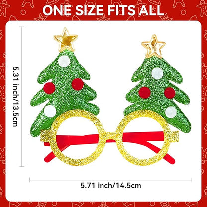 16Pcs Christmas Glasses Glitter Holiday Party, Cute Christmas Glasses Frames, Christmas Eyeglasses Party Decorations for Christmas Party Favors Holiday Favors (One Size Fits All)