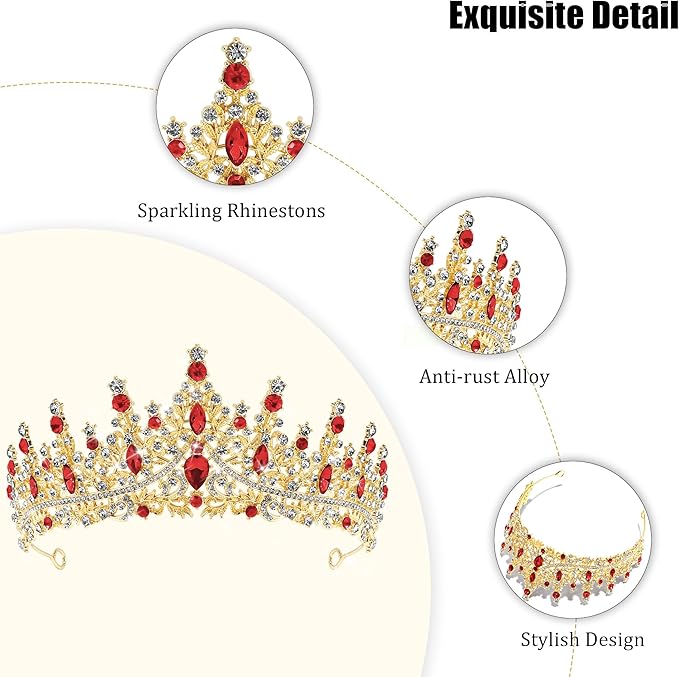 TAROSE Silver Tiaras for Women and Girls, Crystal Gold Crowns for Women, Hair Accessories for Bride/Halloween/Prom/Birthday