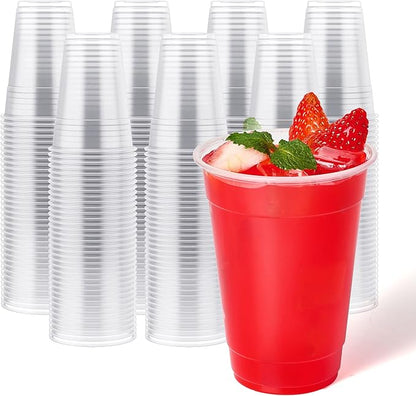 JOLLY CHEF 390 Pack 16 oz Clear Plastic Cups,Disposable Cups Drinking Cups for Ice Coffee,Milkshake, Cold Drinks