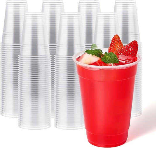 JOLLY CHEF 390 Pack 16 oz Clear Plastic Cups,Disposable Cups Drinking Cups for Ice Coffee,Milkshake, Cold Drinks