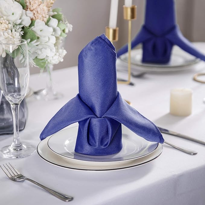 50pcs Polyester Cloth Napkins - 17 x 17 inch Royal Blue Dinner Washable Napkins with Hemmed Edges for Restaurant/Wedding/Hotel(50,Royal Blue)