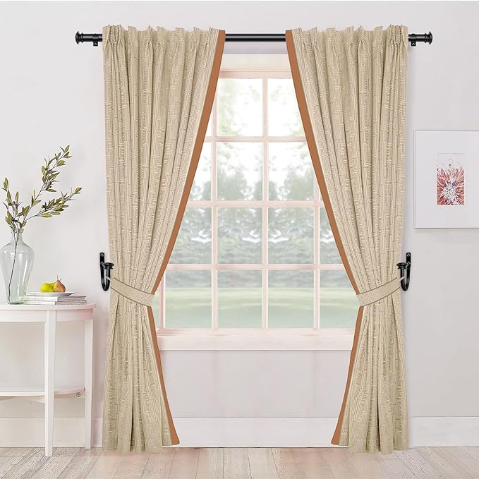TONIAL Curtain Holdbacks 2 Pack, Decorative Window Drapery Tiebacks for Wall with Small Finials (1 Pair/2 Pack), Black