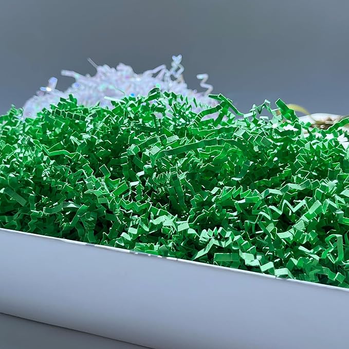2 LB Green Crinkle Paper Filler for Gift Basket Easter Egg Grass