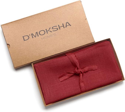 D'Moksha Homes Red Linen Napkins 18 x 18 Inch - 100% Pure Linen Cloth Washable Dinner Napkins Set of 4 for Winter, Christmas, Holiday