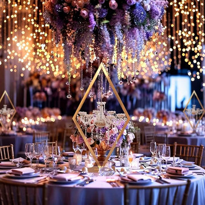 2PCS Elegant Metal Diamond Candle Holder - European Wedding Table Decor, Romantic Candle Stand for Western Dining, Perfect Wedding Prop & Home Decoration