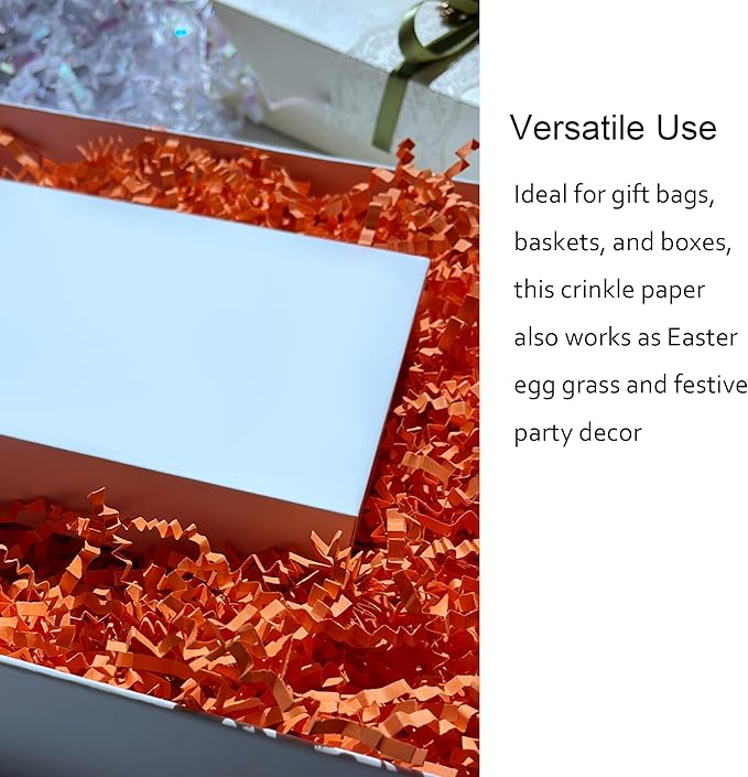 Orange Crinkle Cut Paper Shred 2 LB Gift Basket Filler Easter Egg Grass