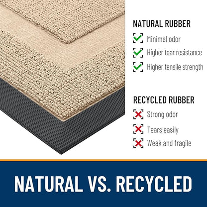 OLANLY Front Door Mat Indoor Outdoor Entrance, Waterproof All-Season, All-Weather Doormat, Sturdy Natural Rubber, Low Profile, Easy Clean Patio Porch Entryway Mat, 59x23, Off-White