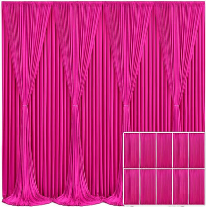10 Panels Fuchsia Backdrop Curtain for Parties Birthday Party Wrinkle Free Hot Pink Photo Curtains Backdrop Drapes Fabric Decoration for Wedding 50ft(W) x 10ft(H)