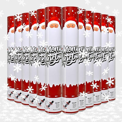 Christmas Confetti Cannon 12Pack Snowflake Confetti Poppers White 12inch Party Poppers with Foil Snowflake Xmas Confetti Cannon Metallic for Christmas New Year Festive Holiday Celebration Party Decor
