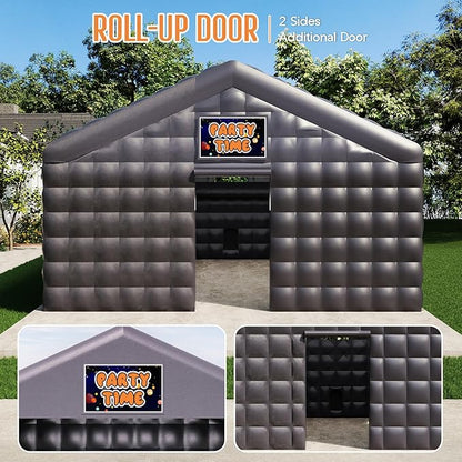 SPECRAFT 30x20x14 FT Large Inflatable Nightclub, Inflatable Tent for Parties with 2 Sides Escape Doors, Party Tent for Birthday Party/Outdoor Events, Black