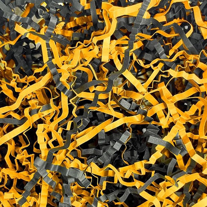 ZEBMOON 2 LB Black Gold Crinkle Cut Paper Shred Filler Great for Gift Wrapping, Basket Filling, Birthday, Wedding, Halloween, Thanksgiving, Christmas Day, New Year Party Decorations Filling Supplies