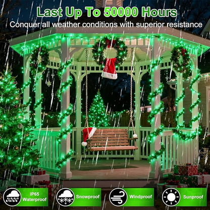 1500 LED 470FT Christmas String Lights Outdoor, 12 Pro Modes and Timer Memory & Brightness, Plug in Waterproof Clear Wire Twinkle Light for for Xmas Yard Tree Wedding Party Decor (Green)