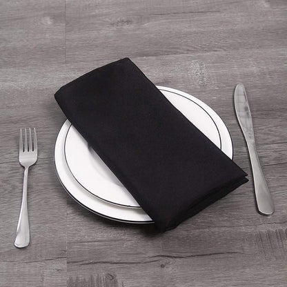 25pcs Polyester Cloth Napkins - 17 x 17 inch Black Dinner Washable Napkins with Hemmed Edges for Restaurant/Wed(25,Black)