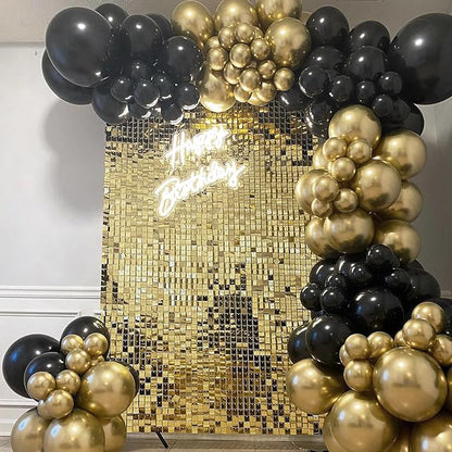 Light Gold Shimmer Wall Backdrop,Shiny Sequins,48 Pcs Sequins Backdrop Decoration Panels,Photo Background Decorations for Birthday Party Wedding Engagement Anniversary Graduation Baby Shower