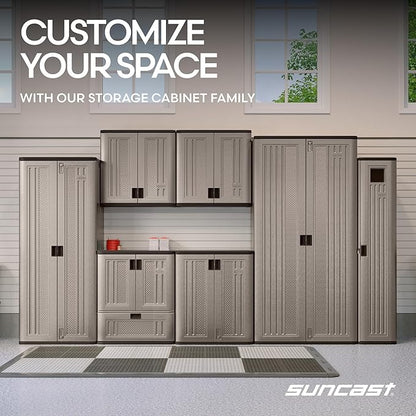 Suncast 36" Resin Base Garage Storage Cabinet, Platinum, Made in the USA