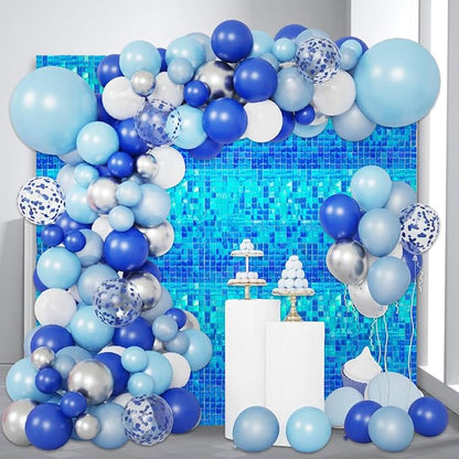 48 PCS Colorful Sky Blue Shimmer Wall Backdrop, Square Sequin Photo Backdrops Panel, Glitter Wall Background for Birthdays, Weddings, Engagements, Disco Bachelorette Party Decoration (6x8FT)