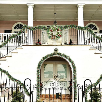 6 Feet Natural Starfish Christmas Garland for Mantle Sea Star Fish Artificial Garland with Lamb's Ear Leaves Pinecone Red Berries for Home Kitchen Cabinet Christmas Tree Farmhouse Porch Fireplace