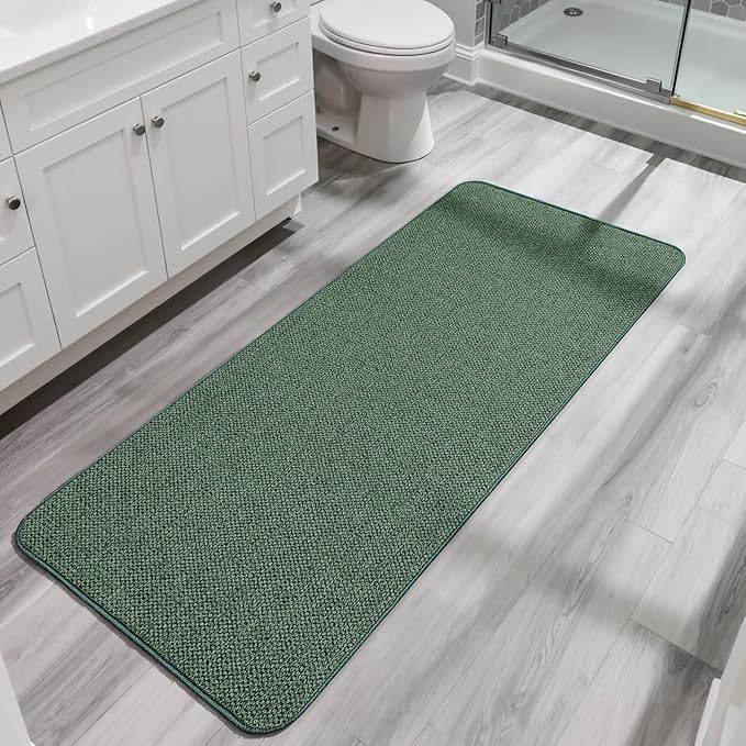 Bath Mat,Ultra Thin Bathroom Runner Rugs,Large Bath Mats for Bathroom,Quick Dry,Non-Slip,Machine Washable,Low Pile,Bath Rug,Shower Outside,Sink,Home Decor Accessories.Green,3'x4'(36x48inch)