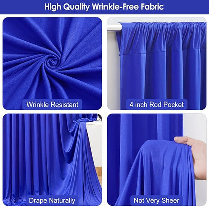 10 x 10ft Royal Blue Backdrop Curtains No-Wrinkle Party Curtains for Photo Backdrop Polyester Curtain Backdrop Soft Fabric for Retirement Birthday Wedding Baby Shower Events, 2 Panels 5 x 10ft