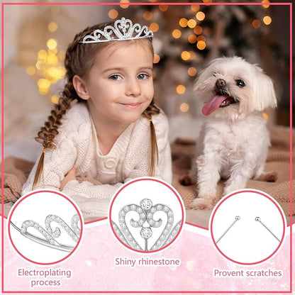Tondiamo 30 Pcs Tiaras Bulk for Girls Princess Crown Rhinestone Tiaras Bendable Adjustable Headband for Kid Hair Accessory