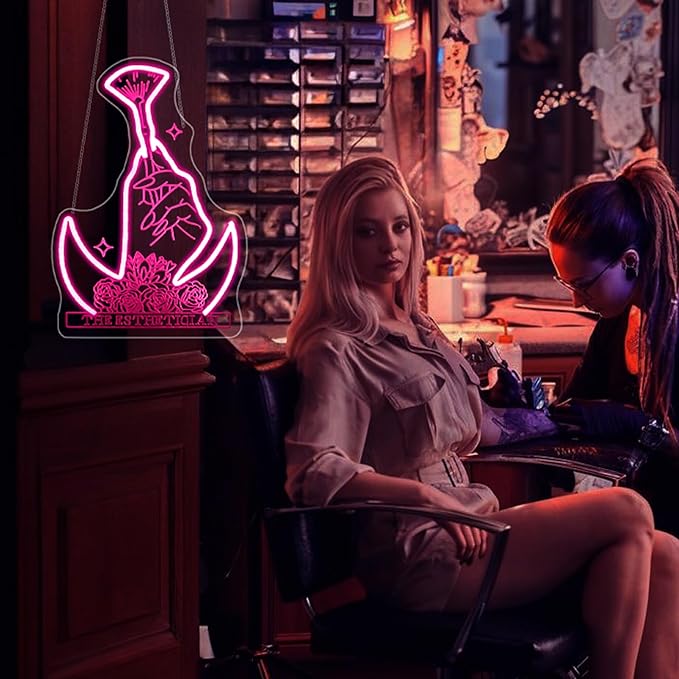 Neon Sign, Nails Salon Neon Signs for Wall Decor Neon Pink LED Signs 3D Engrave Neon Light Up Signs Home Decor for Business Bedroom Club Party Bars Shop USB Operated