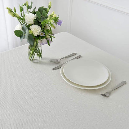 maxmill Square Jacquard Tablecloth Water Resistance Antiwrinkle Spill Proof Textured Table Cloth, Decorative Fabric Table Cover for Buffet Banquet Parties Event Holiday Dinner, 70 x 70 Inch, Ivory