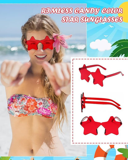 40 Pairs Rimless Star Sunglasses Bulk Wholesale Transparent Candy Color Star Glasses for Women Men Party Favors