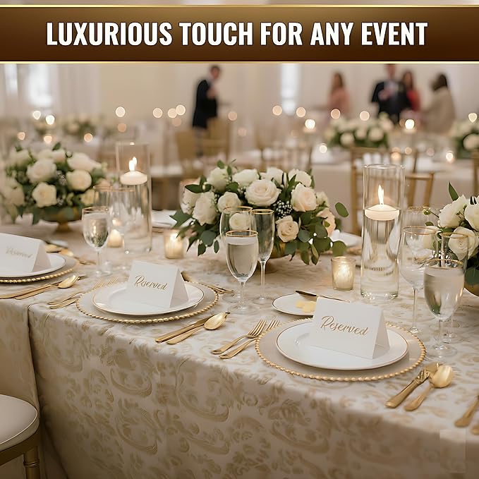 10 Pack Gold Reserved Table Signs for Wedding Receptions 3x4 inch - Double Sided Reserved Signs for Tables - Freestanding Reserved Cards for Tables - Table Reserved Sign for Restaurants & Parties