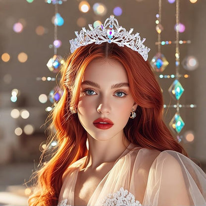 Kamirola Crystal Crowns and Tiaras Headband for Girl or Women Birthday Party Wedding Prom Bridal Christmas Valentine Silver AB2