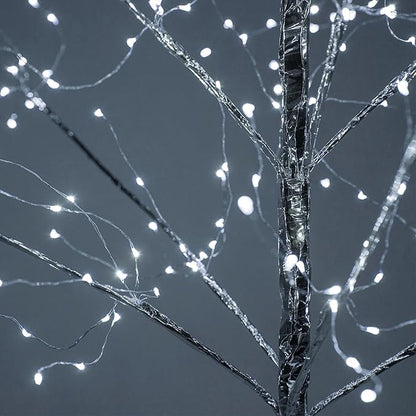 4 Ft Silver Fairy Light Tree Artificial Tree Bedrom Décor Indoor Tree, 390 Cool White LED Lights