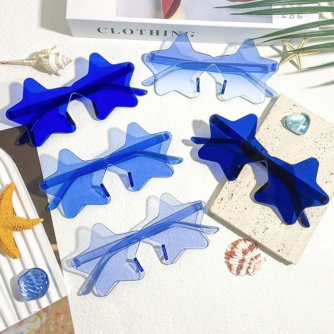 Matcheck 40 Pack Star Shaped Rimless Sunglasses Bulk Transparent Candy Colored Glasses Frameless Party Eyewear for Adults